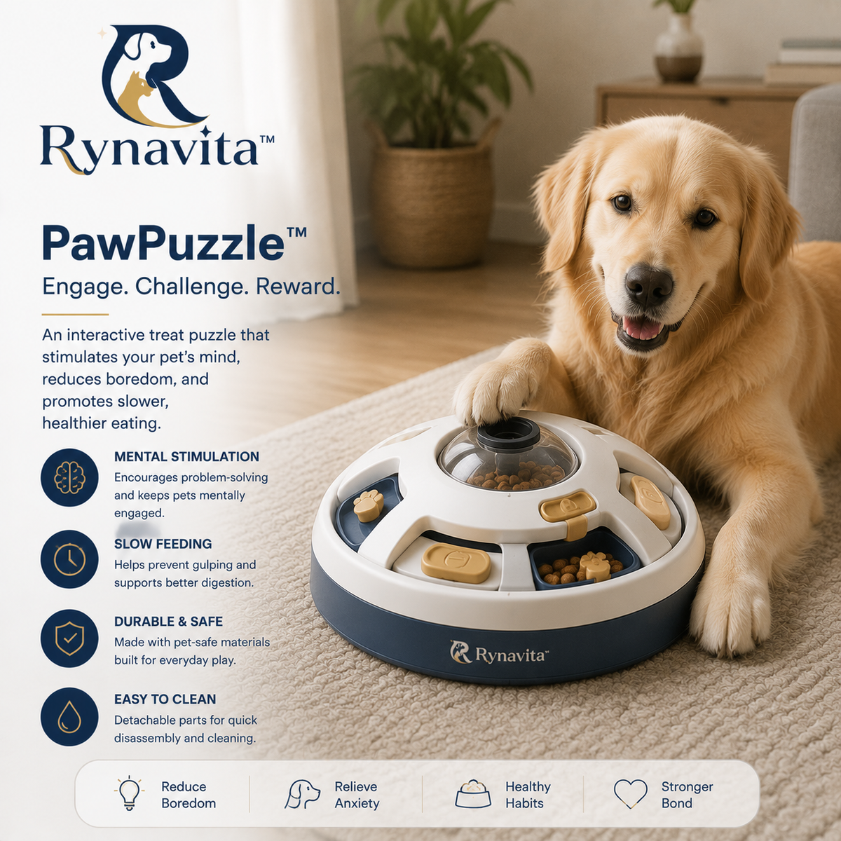 Rynavita™ PawPuzzle Interactive Treat Feeder