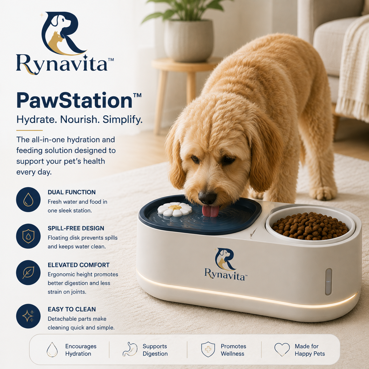 Rynavita™ PawStation Elevated Feeding & Hydration Center