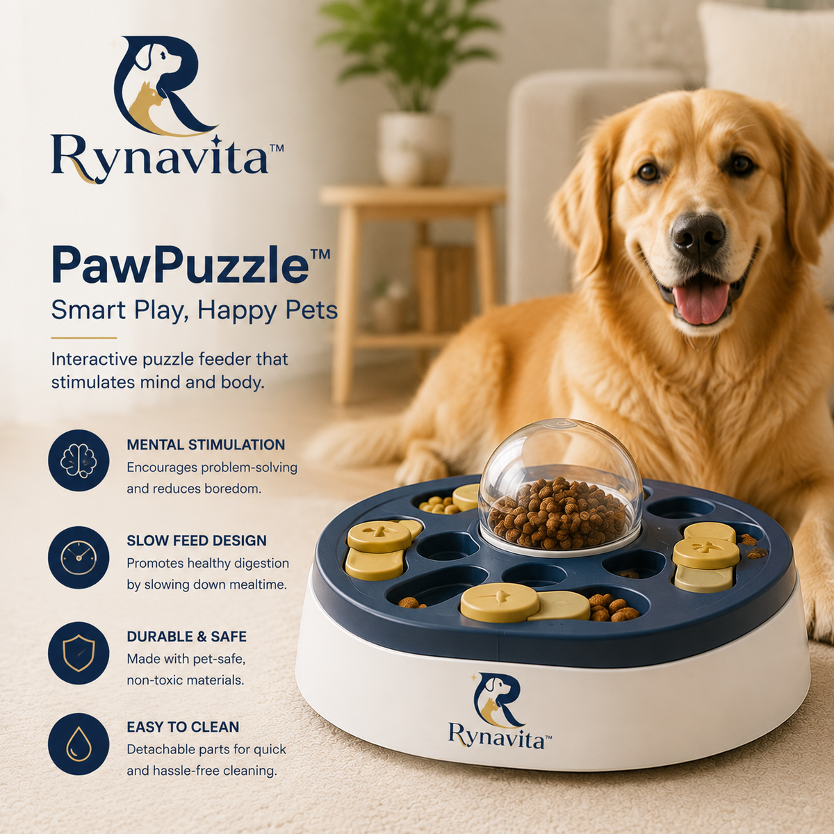 Rynavita™ PawPuzzle Interactive Slow Feeder